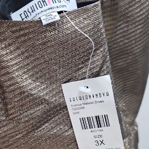 Fashion Nova Shimmering Gold Dress 3X